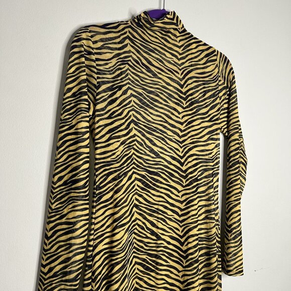 Simon Miller Zesty Yellow Black Zebra Stripe Mesh Maxi Dress Women's Size Small - Picture 4 of 9